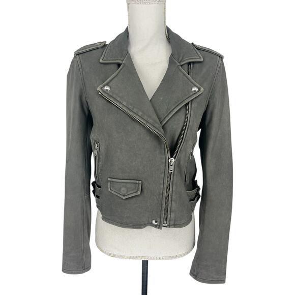 Iro Ashville Lamb Leather Moto Jacket in Gray - Picture 5 of 15